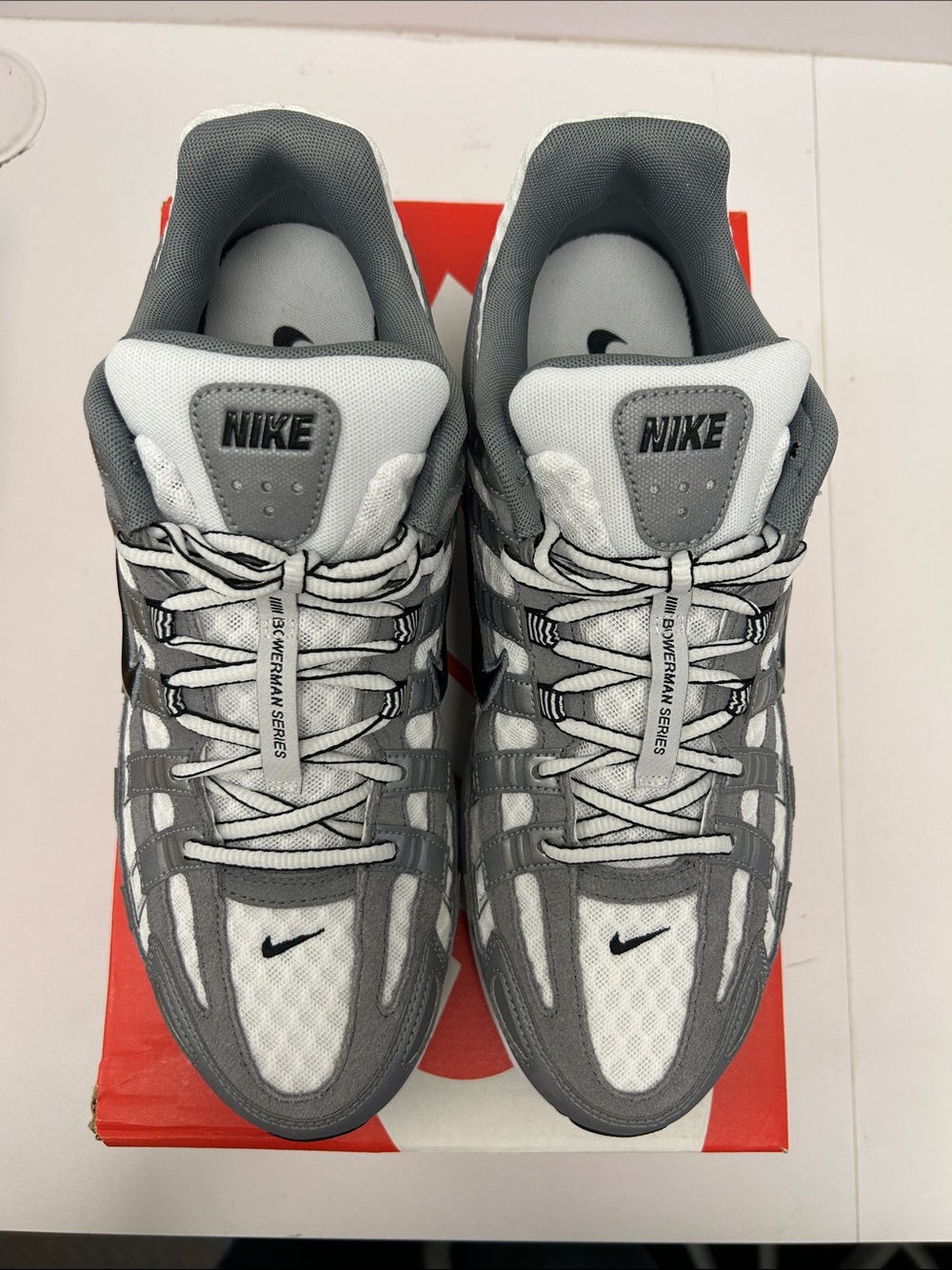 Nike Men’s P-6000 White and Black/Metallic Cool Grey Running Sneakers